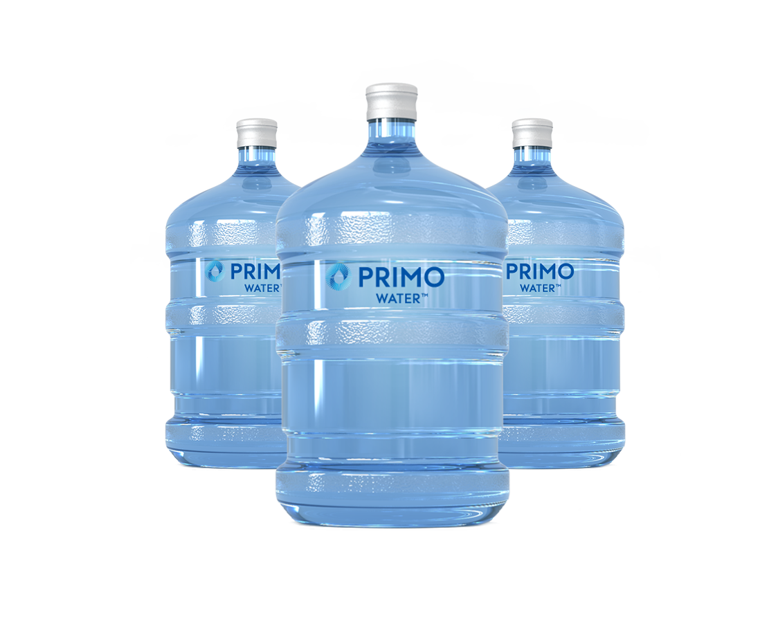 3 5-gallon bottles of water with transparent background